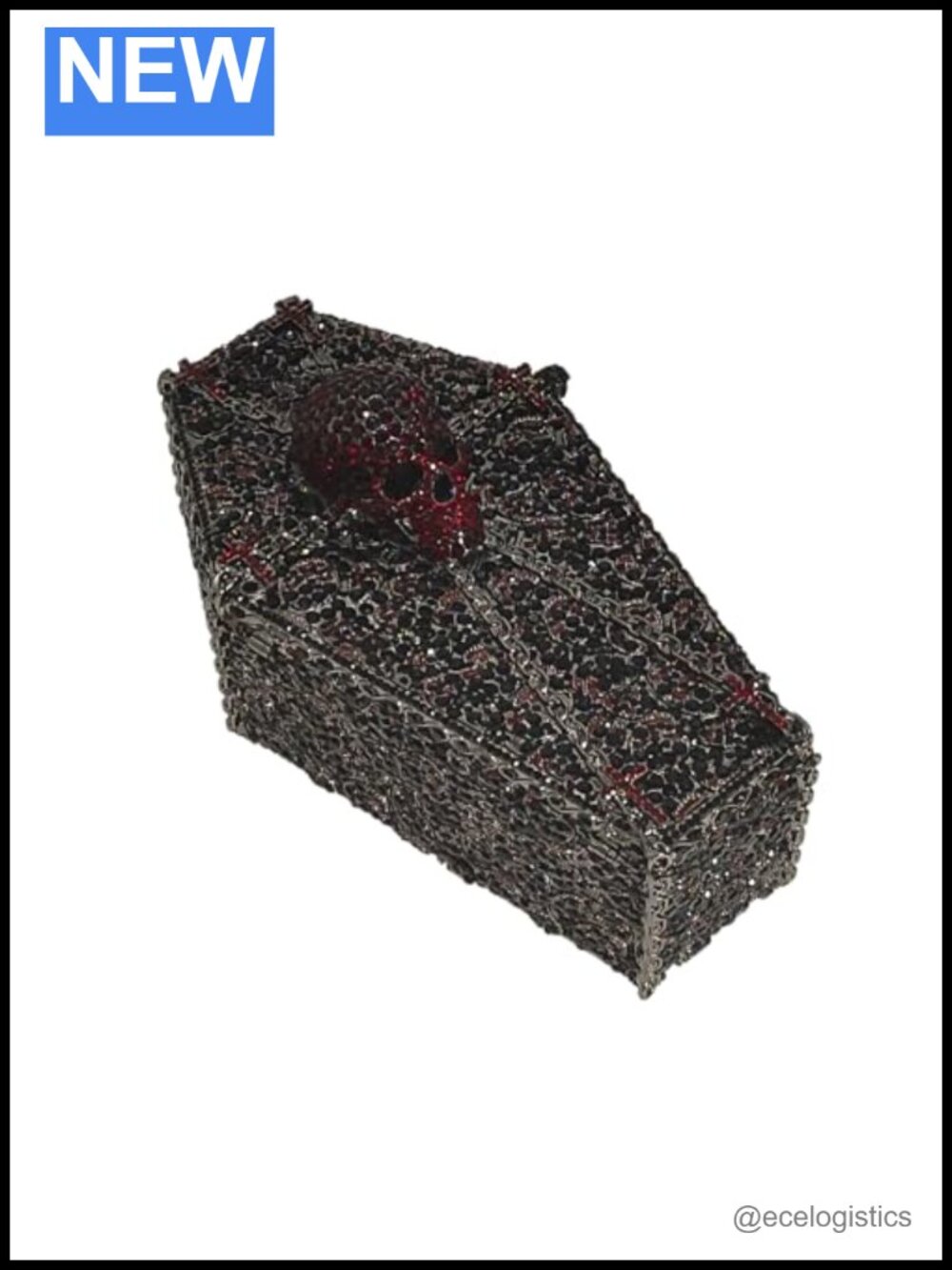 Coffin Rhinestone Clutch Skull Cross Skeleton Evening Bag Women's Handbag